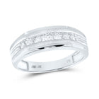 10kt White Gold Men's Round Diamond Wedding Band - Eternal Brilliance Top View from Splendid Jewellery