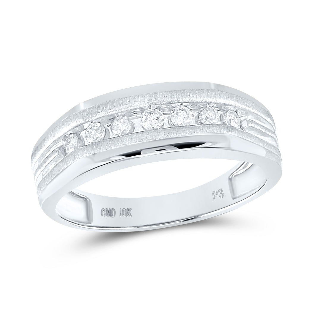 10kt White Gold Men's Round Diamond Wedding Band - Eternal Brilliance - Splendid Jewellery