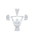 10kt White Gold Men's Round Diamond Weight Lifter Charm Pendant - 5/8 Cttw | Splendid Jewellery - Splendid Jewellery