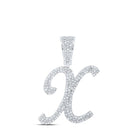 10kt White Gold Mens Round Diamond X Initial Letter Charm Pendant - 1 Cttw | Splendid Jewellery - Splendid Jewellery