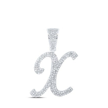 Load image into Gallery viewer, 10kt White Gold Mens Round Diamond X Initial Letter Charm Pendant - 1 Cttw | Splendid Jewellery - Splendid Jewellery