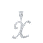 10kt White Gold Mens Round Diamond X Initial Letter Charm Pendant - 1 Cttw | Splendid Jewellery - Splendid Jewellery