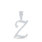 10kt White Gold Men's Round Diamond Z Initial Letter Charm Pendant - 7/8 Cttw | Splendid Jewellery - Splendid Jewellery