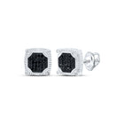 10kt White Gold Men's Square Black Diamond Earrings - 1/3 Cttw | Splendid Jewellery - Splendid Jewellery
