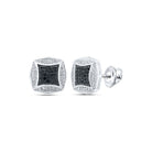 10kt White Gold Men's Square Black Diamond Earrings - 1/4 Cttw | Splendid Jewellery - Splendid Jewellery