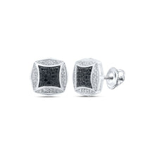 Load image into Gallery viewer, 10kt White Gold Men's Square Black Diamond Earrings - 1/4 Cttw | Splendid Jewellery - Splendid Jewellery