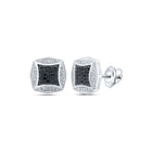 10kt White Gold Men's Square Black Diamond Earrings - 1/4 Cttw | Splendid Jewellery - Splendid Jewellery