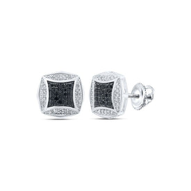 10kt White Gold Men's Square Black Diamond Earrings - 1/4 Cttw | Splendid Jewellery - Splendid Jewellery