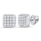 10kt White Gold Men's Square Diamond Earrings - 1/3 Cttw | Exquisite Jewellery - Splendid Jewellery