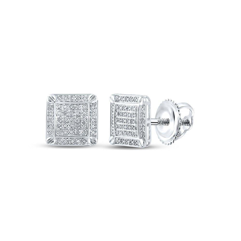 10kt White Gold Men's Square Diamond Earrings - 1/4 Cttw | Exquisite Jewellery - Splendid Jewellery