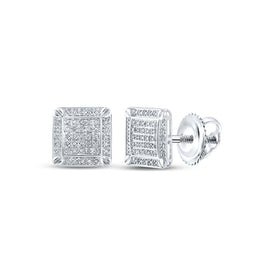 10kt White Gold Men's Square Diamond Earrings - 1/4 Cttw | Exquisite Jewellery - Splendid Jewellery