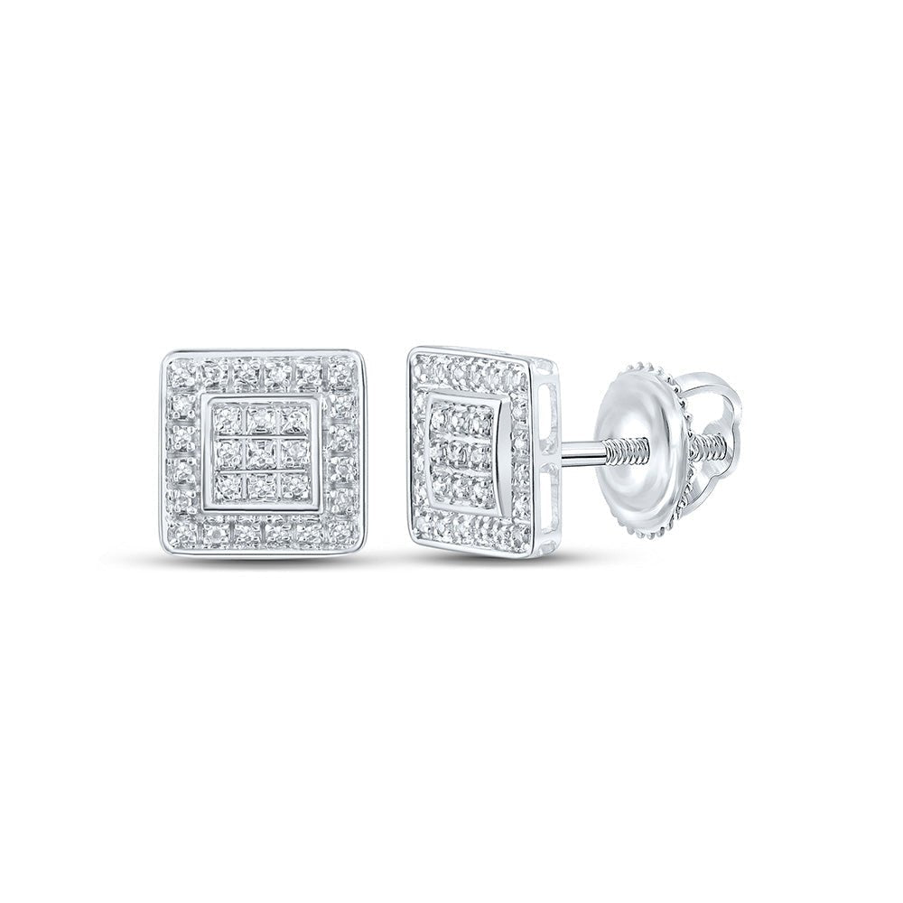 10kt White Gold Men's Square Diamond Earrings - 1/6 Cttw: A Dazzling Addition to Your Collection - Splendid Jewellery