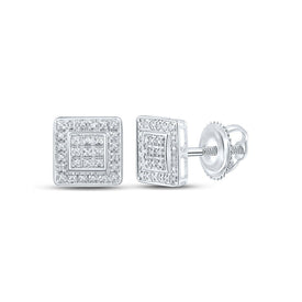 10kt White Gold Men's Square Diamond Earrings - 1/6 Cttw: A Dazzling Addition to Your Collection - Splendid Jewellery
