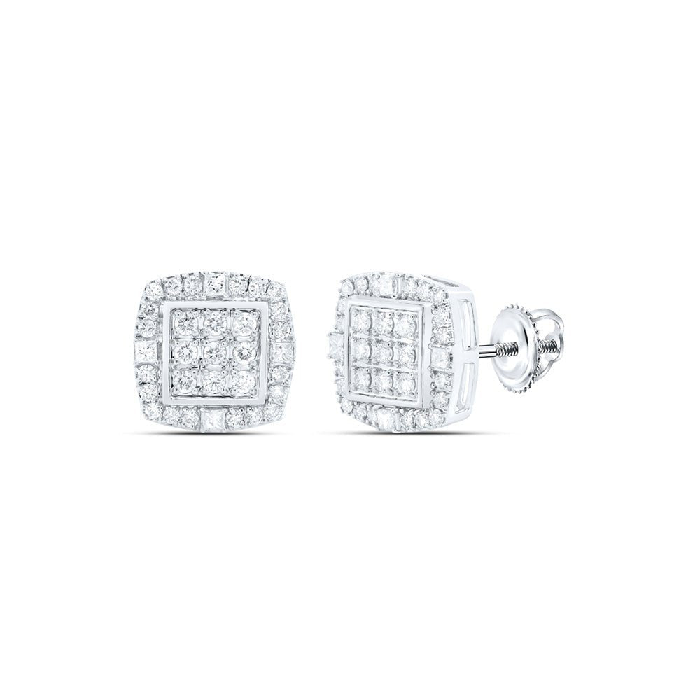 10kt White Gold Men's Square Diamond Earrings - Captivating 1 - 1/2 Cttw Sparklers by Splendid Jewellery - Splendid Jewellery