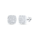 10kt White Gold Men's Square Diamond Earrings - Captivating 1 - 1/2 Cttw Sparklers by Splendid Jewellery - Splendid Jewellery