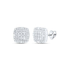 10kt White Gold Men's Square Diamond Earrings - Captivating 1 - 1/2 Cttw Sparklers by Splendid Jewellery - Splendid Jewellery