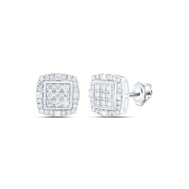 10kt White Gold Men's Square Diamond Earrings - Captivating 1 - 1/2 Cttw Sparklers by Splendid Jewellery - Splendid Jewellery