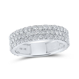 10kt White Gold Men's Triple Row Pave Diamond Band Ring - 2 - 5/8 Cttw - Splendid Jewellery