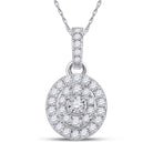 10kt White Gold Oval Diamond Cluster Pendant - A Mesmerizing Elegance - Splendid Jewellery