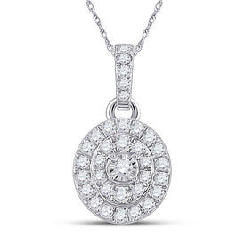 10kt White Gold Oval Diamond Cluster Pendant - A Mesmerizing Elegance - Splendid Jewellery