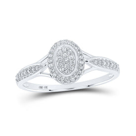 10kt White Gold Oval Diamond Cluster Ring - Exquisite Elegance and Dazzling Brilliance - Splendid Jewellery