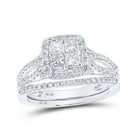 10kt White Gold Princess Diamond Bridal Wedding Ring Band Set - A Majestic Affair - Splendid Jewellery
