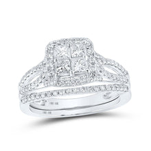 Load image into Gallery viewer, 10kt White Gold Princess Diamond Bridal Wedding Ring Band Set - A Majestic Affair - Splendid Jewellery