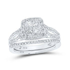 10kt White Gold Princess Diamond Bridal Wedding Ring Band Set - A Majestic Affair - Splendid Jewellery