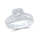 10kt White Gold Princess Diamond Halo Bridal Wedding Ring Band Set - A Mesmerizing Promise of Forever - Splendid Jewellery