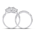 10kt White Gold Radiant Brilliance Wedding Ring Band Set - Splendid Jewellery