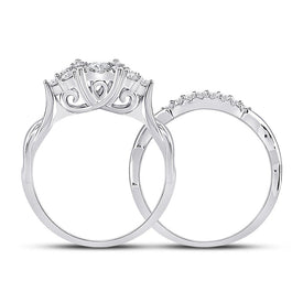10kt White Gold Radiant Brilliance Wedding Ring Band Set - Splendid Jewellery