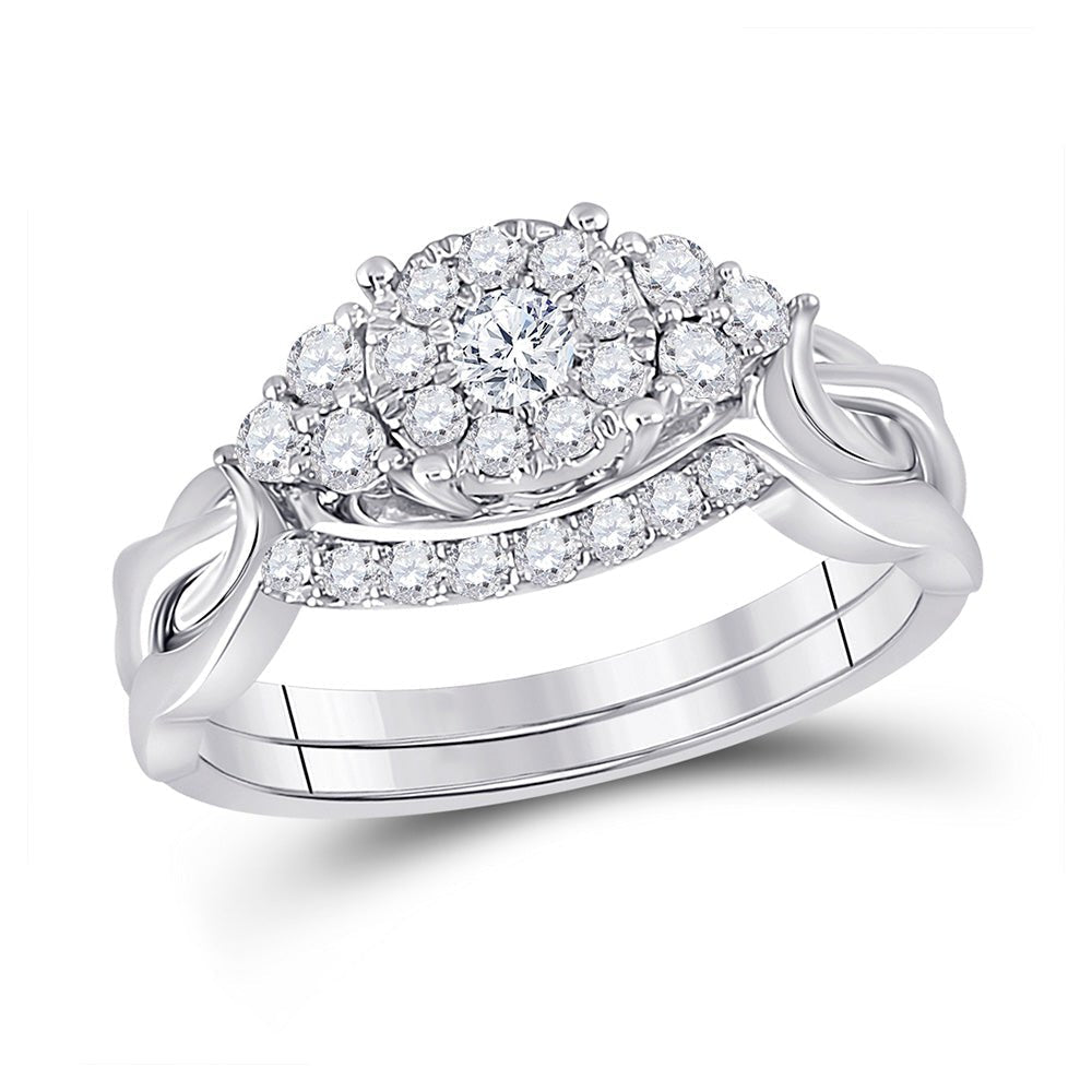 10kt White Gold Radiant Brilliance Wedding Ring Band Set - Splendid Jewellery