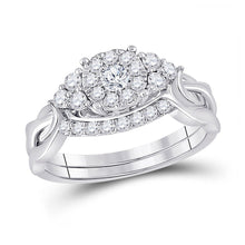 Load image into Gallery viewer, 10kt White Gold Radiant Brilliance Wedding Ring Band Set - Splendid Jewellery