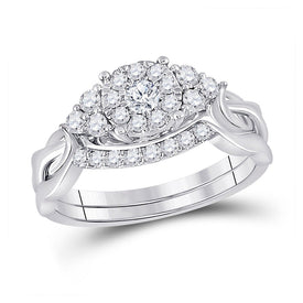 10kt White Gold Radiant Brilliance Wedding Ring Band Set - Splendid Jewellery