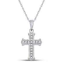 Load image into Gallery viewer, 10kt White Gold Radiant Diamond Cross Pendant  Side View from Splendid Jewellery