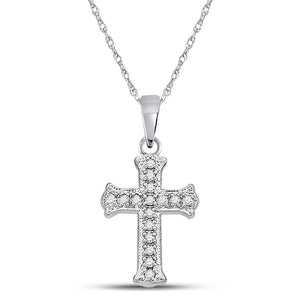 10kt White Gold Radiant Diamond Cross Pendant - Splendid Jewellery