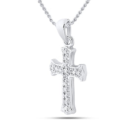 10kt White Gold Radiant Diamond Cross Pendant  Top View from Splendid Jewellery