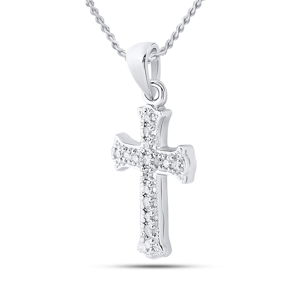 10kt White Gold Radiant Diamond Cross Pendant - Splendid Jewellery