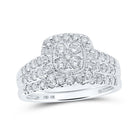 10kt White Gold Radiant Love Diamond Wedding Ring Band Set 1 Cttw - Splendid Jewellery