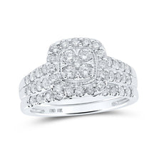 Load image into Gallery viewer, 10kt White Gold Radiant Love Diamond Wedding Ring Band Set 1 Cttw - Splendid Jewellery