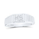 10kt White Gold Ribbed Shank Band Ring with Princess Cut Diamonds - 1/2 Cttw | Splendid Jewellery - Splendid Jewellery