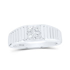 10kt White Gold Ribbed Shank Band Ring with Princess Cut Diamonds - 1/2 Cttw | Splendid Jewellery - Splendid Jewellery