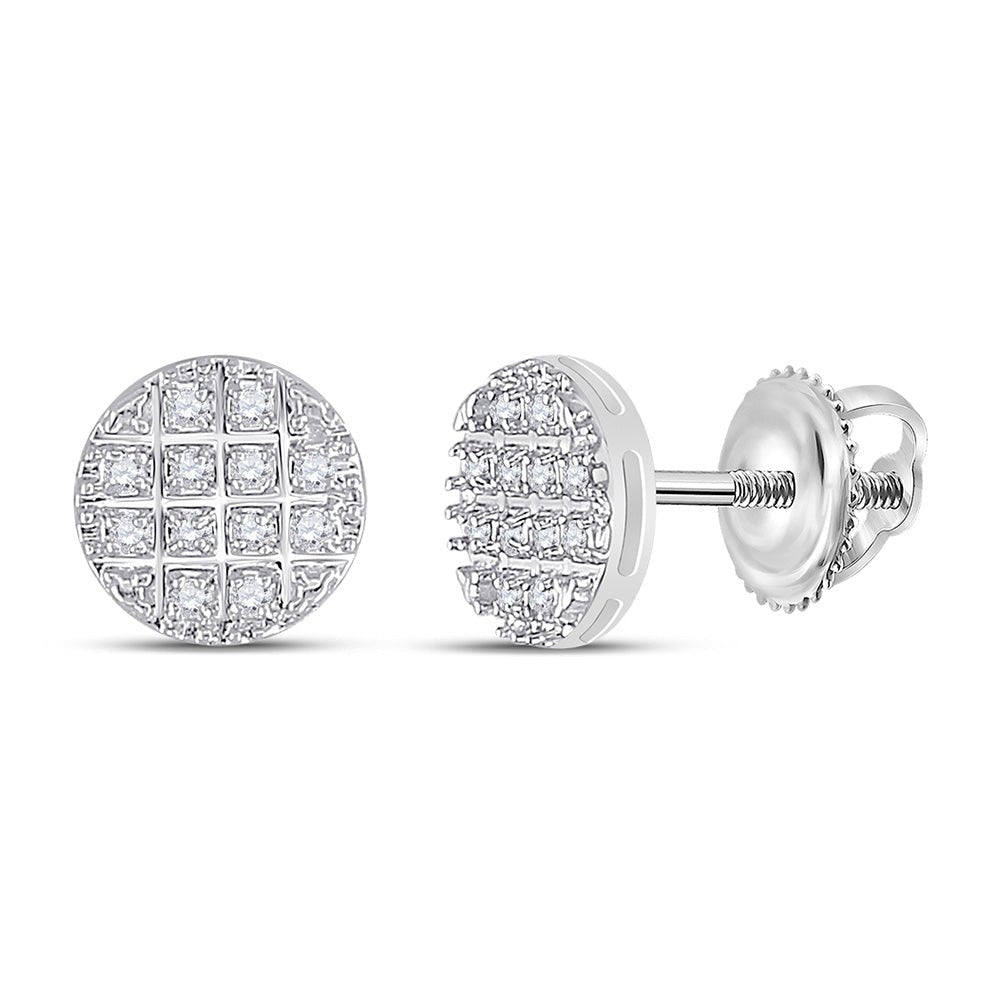 10kt White Gold Round Diamond Disk Circle Earrings - 1/10 Cttw: A Dazzling Addition to Your Collection - Splendid Jewellery