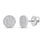 10kt White Gold Round Diamond Disk Circle Earrings - 1/10 Cttw: A Dazzling Addition to Your Collection - Splendid Jewellery