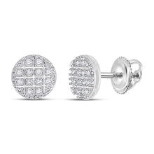 Load image into Gallery viewer, 10kt White Gold Round Diamond Disk Circle Earrings - 1/10 Cttw: A Dazzling Addition to Your Collection - Splendid Jewellery