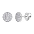 10kt White Gold Round Diamond Disk Circle Earrings - 1/10 Cttw: A Dazzling Addition to Your Collection - Splendid Jewellery