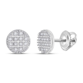 10kt White Gold Round Diamond Disk Circle Earrings - 1/10 Cttw: A Dazzling Addition to Your Collection - Splendid Jewellery