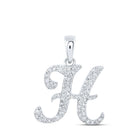 10kt White Gold Round Diamond H Initial Pendant - Personalized Elegance - Splendid Jewellery