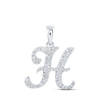 10kt White Gold Round Diamond H Initial Pendant - Personalized Elegance - Splendid Jewellery