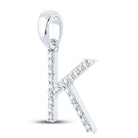 10kt White Gold Round Diamond Initial K Letter Pendant - Splendid Jewellery